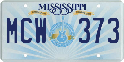 MS license plate MCW373