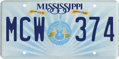 MS license plate MCW374