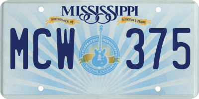 MS license plate MCW375