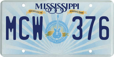 MS license plate MCW376