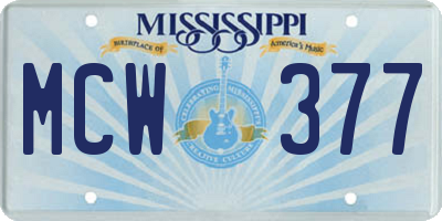MS license plate MCW377