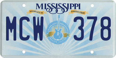 MS license plate MCW378