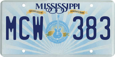 MS license plate MCW383