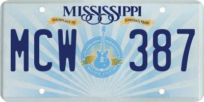 MS license plate MCW387