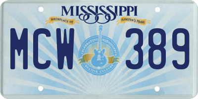 MS license plate MCW389
