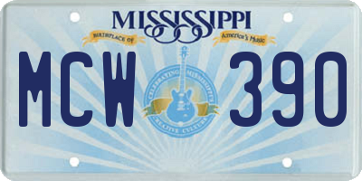 MS license plate MCW390