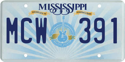 MS license plate MCW391