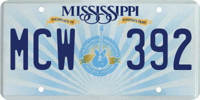 MS license plate MCW392