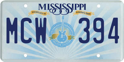 MS license plate MCW394