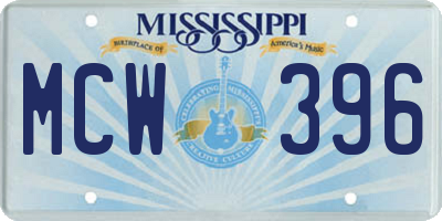 MS license plate MCW396