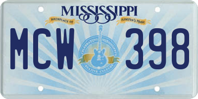 MS license plate MCW398