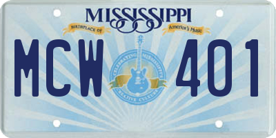 MS license plate MCW401