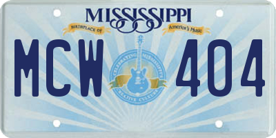 MS license plate MCW404
