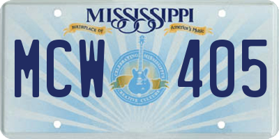 MS license plate MCW405
