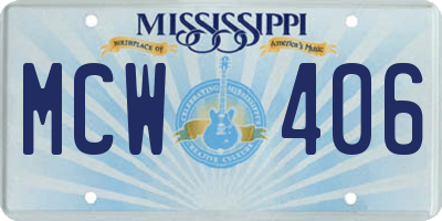 MS license plate MCW406