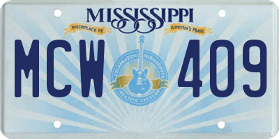 MS license plate MCW409