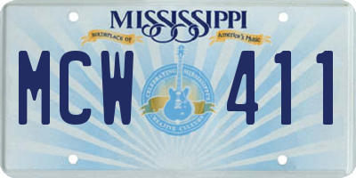MS license plate MCW411
