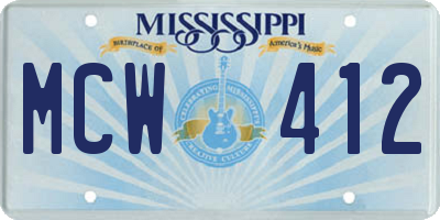 MS license plate MCW412