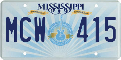 MS license plate MCW415