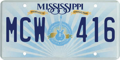 MS license plate MCW416