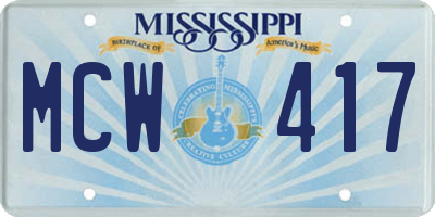 MS license plate MCW417