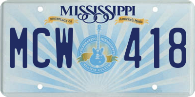 MS license plate MCW418