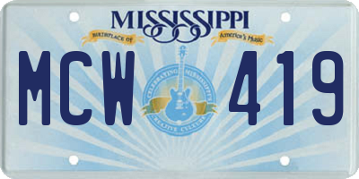 MS license plate MCW419