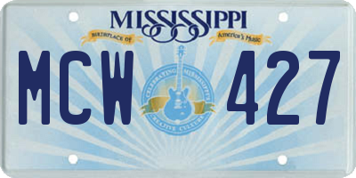 MS license plate MCW427