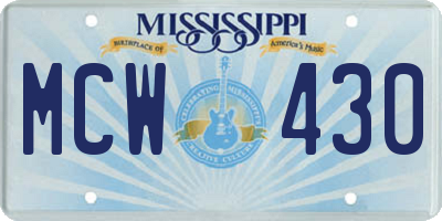 MS license plate MCW430