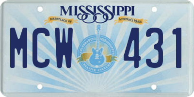 MS license plate MCW431