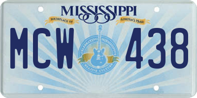 MS license plate MCW438
