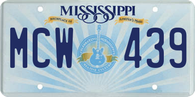 MS license plate MCW439