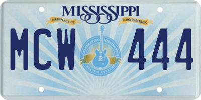 MS license plate MCW444