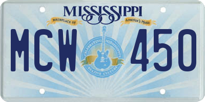MS license plate MCW450