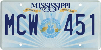 MS license plate MCW451