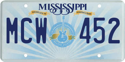 MS license plate MCW452