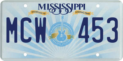 MS license plate MCW453