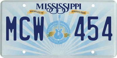 MS license plate MCW454