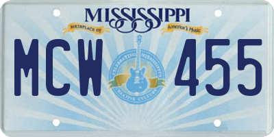 MS license plate MCW455