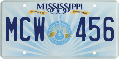 MS license plate MCW456