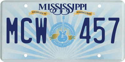 MS license plate MCW457