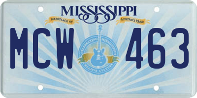 MS license plate MCW463