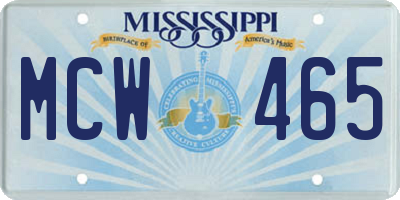 MS license plate MCW465