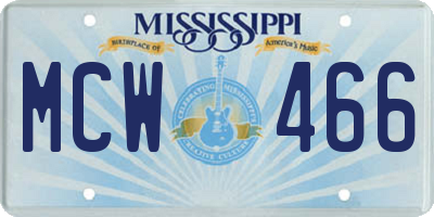 MS license plate MCW466