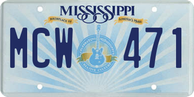 MS license plate MCW471