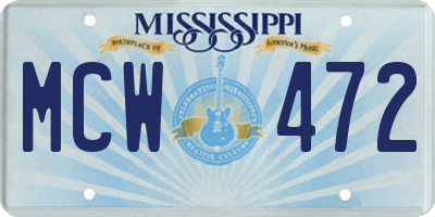 MS license plate MCW472
