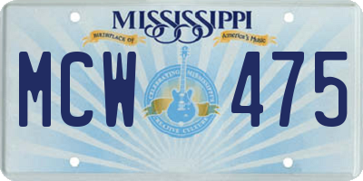 MS license plate MCW475