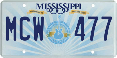 MS license plate MCW477