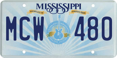 MS license plate MCW480