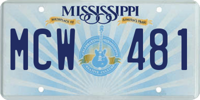 MS license plate MCW481